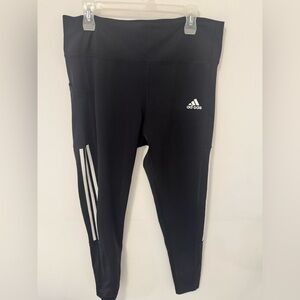 Adidas Black Performance Leggings with Side Stripes